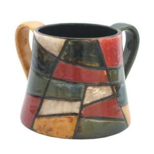   Ceramic Washing Cup in Green, Red, Yellow and White 