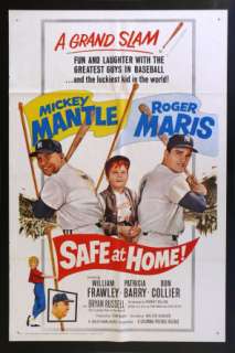 SAFE AT HOME * 1SH MOVIE POSTER YANKEES MICKEY MANTLE  