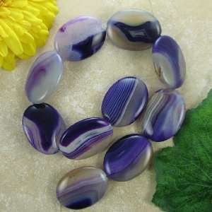  40mm purple Brazilian agate flat oval beads 16 strand 