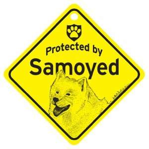  Samoyed Protected By Dog Sign and caution Gift Pet 