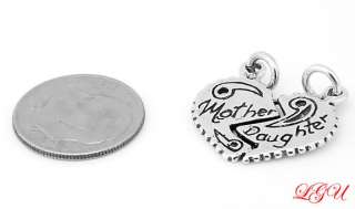 SILVER MOTHER DAUGHTER SPLIT CHARM & 2 SILVER NECKLACES  