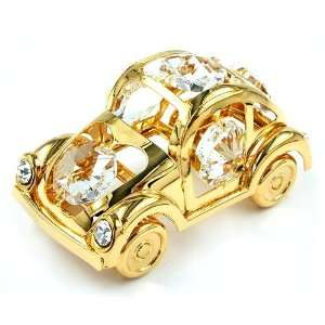  BEETLE CAR, CRYSTAL ELEMENTS, GOLD PLATED, NEW