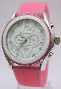   Hilfiger MultiFunction Women Pink Rubber Band Pearl Watch 44mm 1780969