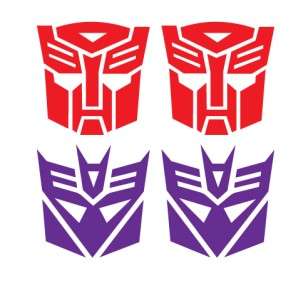 Transformers Autobot Decepticon Sticker Set 4 pcs  