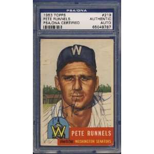 1953 Topps Pete Runnels Autographed/Signed Card PSA/DNA:  