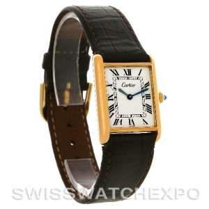   Tank Classic Gold Plated Mechanical Watch White Roman Dial  