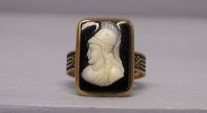 Antique 10k Gold European Cameo Ring of a Roman Soldier  