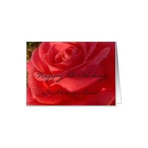  Birthday, Sister in law, dewy red rose Card Health 