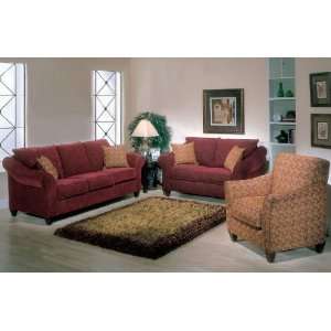  2pc Sofa Loveseat Set with Rolled Arms Design in Cabernet 