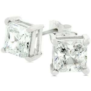   Silver Cubic Zirconia Prong Set Stud Earring: Kate Bissett: Jewelry