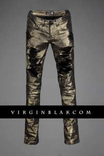 vb HOMME Gold Coated Damage Wash Destroyed Jeans 1SZ  