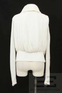 Rick Owens Milk White Wool & Cashmere Knit Zip Front Jacket Size 8 