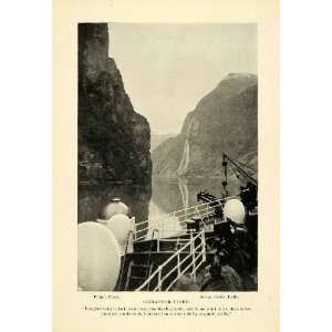   Pulpit Rock Seven Sister Waterfalls Norway   Original Halftone Print