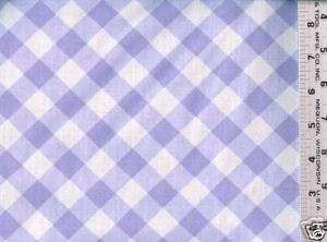 White & Purple Diagonal Check ~ Cotton Quilt Fabric BTY  