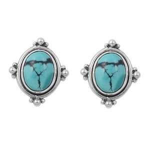  Bling Jewelry Vintage 925 Sterling Silver Stud Bali Turquoise 