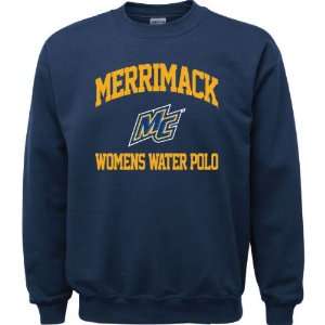 Merrimack Warriors Navy Womens Water Polo Arch Crewneck Sweatshirt 