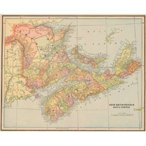  Cram 1891 Antique Map of New Brunswick & Nova Scotia