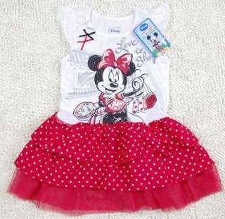  7Y Minnie Mouse Costume Summer Fancy Dress Polka Dots Tutu Skirt NWT