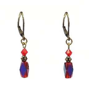  Earrings   E239   Crystal & Glass Lantern Bead   Siam Red 