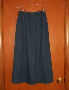   40 Teddi Long Denim Jean Skirt Womens Size Petite Small Elastic Waist