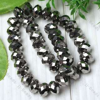 10mm Silver Faceted Crystal Glass Loose Beads Strand  