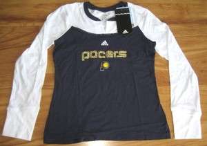 NEW ADIDAS INDIANA PACERS WOMENS LONG SLEEVE T SHIRT L  