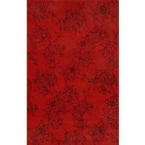 Etchings Sketched Flower Rug Red 24W x 36D (Red) (0.125H x 24W x 