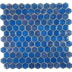 com Sapphire Blue Hexagon Blue Hexagon Glossy & Iridescent Glass Tile 