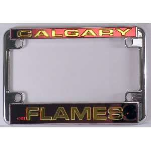   Flames NHL Chrome Motorcycle RV License Plate Frame: Sports & Outdoors
