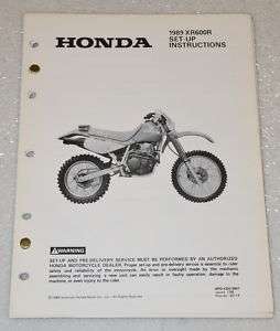 1989 HONDA XR600R XR600 XR 600 R Original Dealer Setup Instructions 