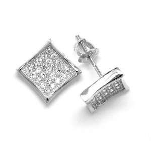 Sterling Silver High Quality Micro Pave 10mm Kite Shape 