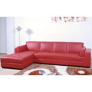  Wilson Contemporary Red Leather Sectional Sofa   LSF: Home 