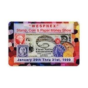   Phone Card: 5m WESPNEX Stamp, Coin & Paper Money Show (01/99): Collage