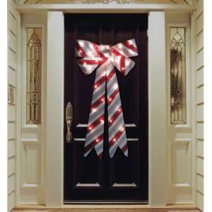  48in Lighted Holographic Bow   Candy Cane 