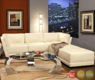 Modern White Leather Modular 5 pc Sectional Sofa Couch  