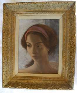   Century Modernist Yong Lady Woman Oil Portrait Painting~Listed!  