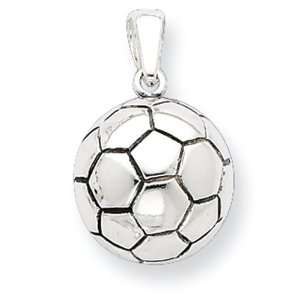  Sterling Silver Antiqued Soccer Ball Pendant: Jewelry