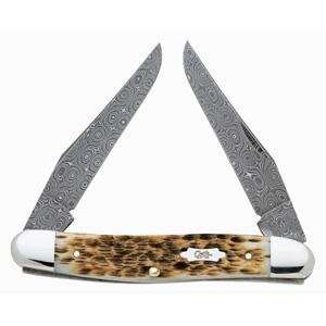  Case Cutlery Muskrat 2 Blade Knife with Damascus Blade and 