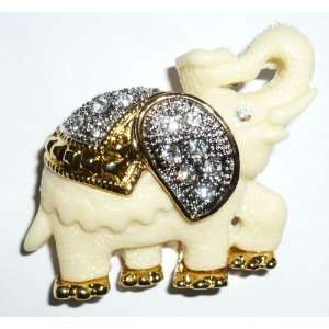  Ivory Crystal Elephant Pin Jewelry
