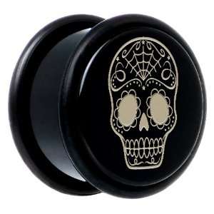  18mm Black Acrylic Sugar Skull Plug: Body Candy: Jewelry