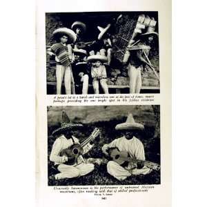  c1920 PEON MUSIC MEXICAN MUSICIANS TEHUANA INDIAN LADY 