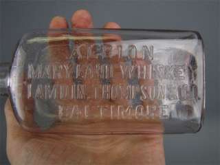 Antique ALBION Maryland Whiskey Glass Bottle Thompson  
