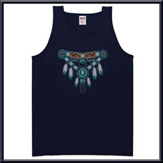 Native American Turquoise Feathers Shirt S 2X,3X,4X,5X  