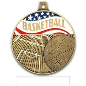 Hasty Awards 2.25 Americana Custom Basketball Medals GOLD MEDAL/WHITE 