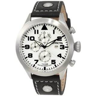 Invicta Mens 0351 II Collection Black Leather Watch