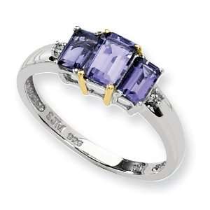  Iolite Diamond Ring in Sterling Silver Jewelry