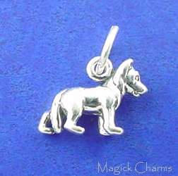 Sterling Silver .925 GERMAN SHEPHERD Police DOG Small 3D Charm  