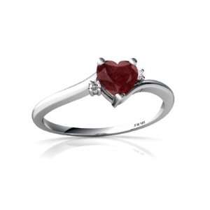  14K White Gold Heart Genuine Ruby Ring Size 4.5: Jewelry