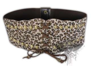 JB036 Brown Punk Rock Leopard Fashion Stud Modern Lady Belt  