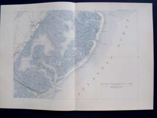 1908 ANTIQUE MAP: BRIGANTINE BEACH, REEDS, ABSECON BAY ATLANTIC CITY 